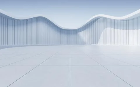 Empty ground with white building background, 3d rendering. Ilustración de archivo