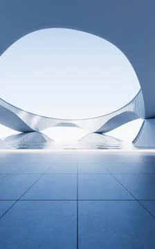 Empty ground with white building background, 3d rendering. Ilustración de archivo