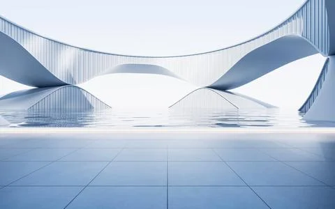 Empty ground with white building background, 3d rendering. Ilustración de archivo