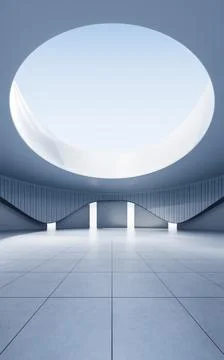 Empty ground with white building background, 3d rendering. Ilustración de archivo
