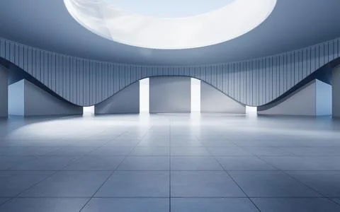 Empty ground with white building background, 3d rendering. Ilustración de archivo