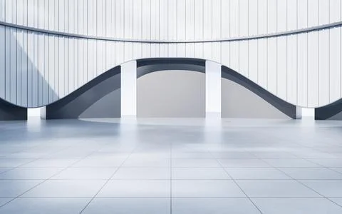 Empty ground with white building background, 3d rendering. Ilustración de archivo