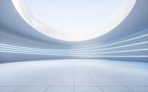 Empty ground with white building background, 3d rendering. Ilustración de archivo