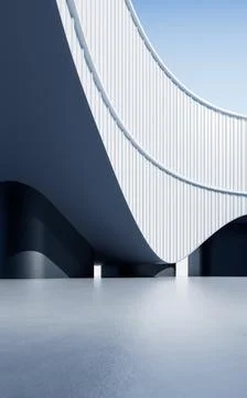 Empty ground with white building background, 3d rendering. Stock Illustration