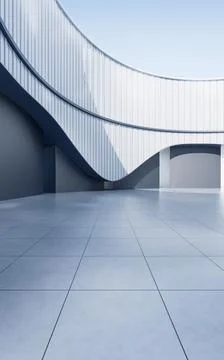 Empty ground with white building background, 3d rendering. Ilustración de archivo