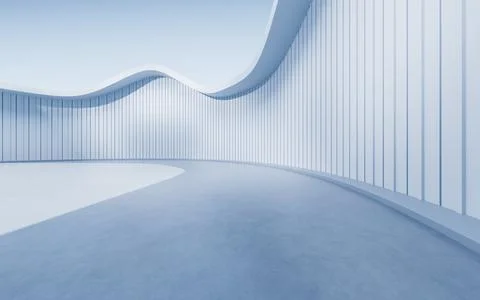 Empty ground with white building background, 3d rendering. Illustrazione stock