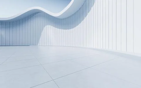 Empty ground with white building background, 3d rendering. Ilustración de archivo