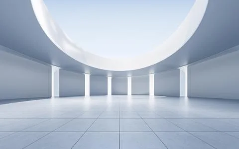 Empty ground with white building background, 3d rendering. Ilustración de archivo