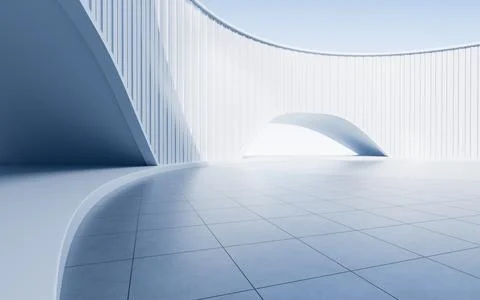 Empty ground with white building background, 3d rendering. Ilustración de archivo