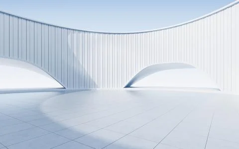 Empty ground with white building background, 3d rendering. Ilustración de archivo