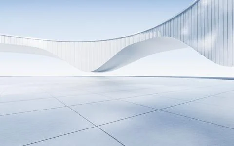 Empty ground with white building background, 3d rendering. Ilustración de archivo