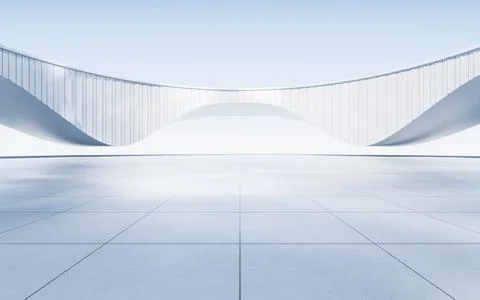Empty ground with white building background, 3d rendering. Ilustración de archivo