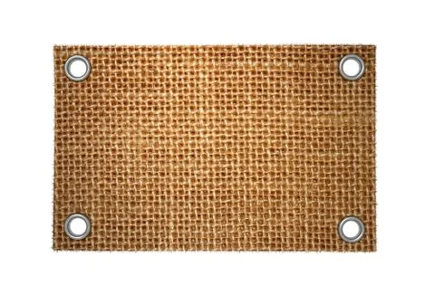Empty grunge label of burlap with rivets Foto stock