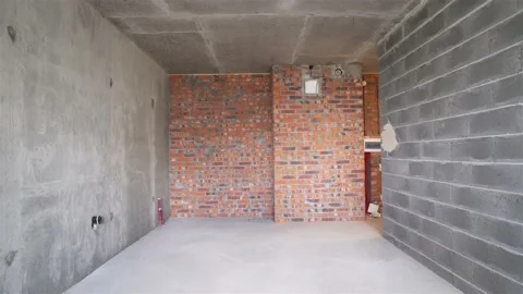 Empty grunge room interior with concrete and brick wall Stock Footage 113315588