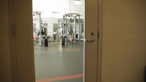 Empty Gym Through Glass Door Video stock 112949863