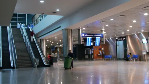 Empty Hall of an Airport Stock Footage 87775205