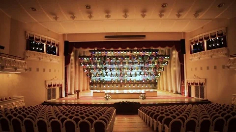 An empty hall and lighting equipment in the theatre Stock Footage 71099536