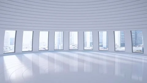 Empty hall in a high-rise building, 3D Rendering Ilustración de archivo