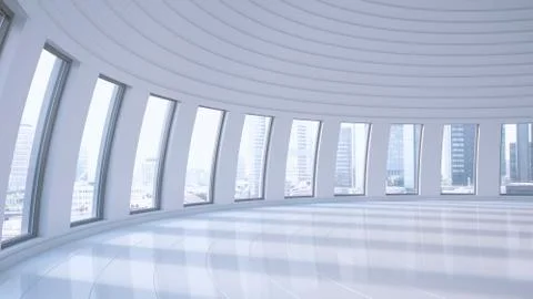 Empty hall in a high-rise building, 3D Rendering Ilustración de archivo