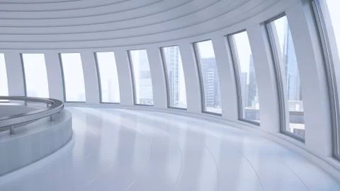 Empty hall in a high-rise building, 3D Rendering Ilustración de archivo
