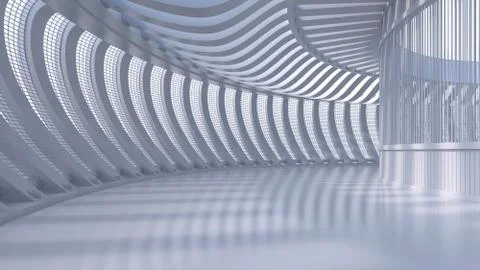 Empty hall in a modern building, 3D Rendering Ilustración de archivo