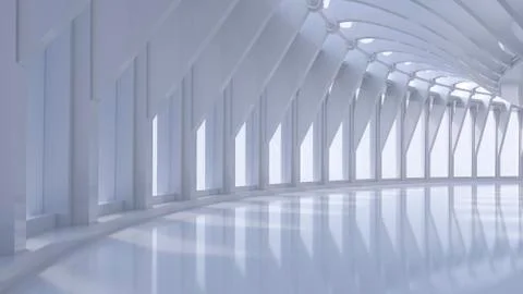 Empty hall in a modern building, 3D Rendering Ilustración de archivo