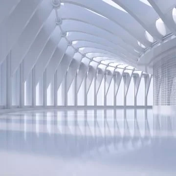 Empty hall in a modern building, 3D Rendering Ilustración de archivo