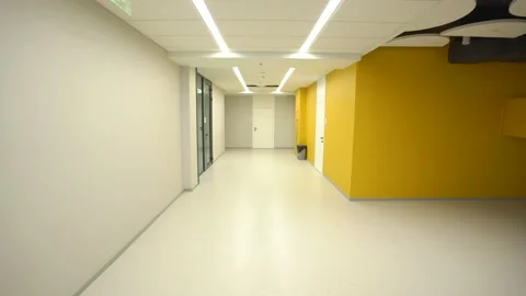 Empty hall or corridor with yellow walls Video stock 172096392