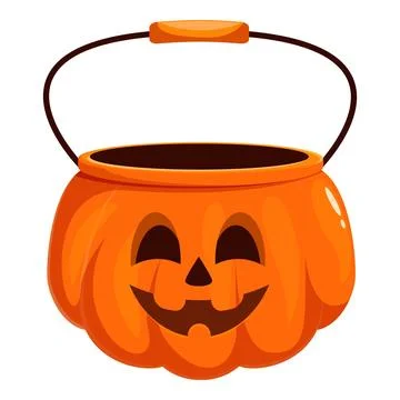 Empty halloween pumpkin basket with handle, waiting for treats Illustration
