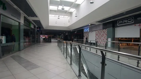 Empty halls,closed shops during a pandemic Stock Footage 129457857