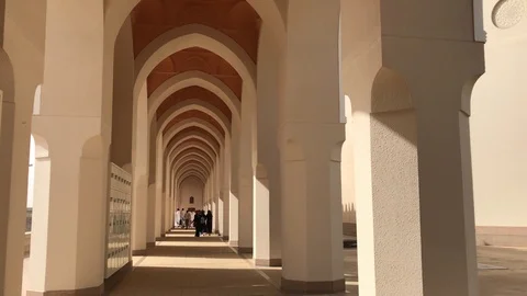 Empty hallway outside of a mosque. Stock Footage 97393154
