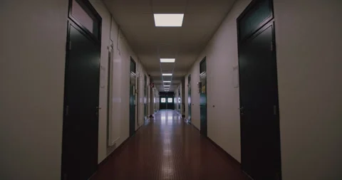 Empty hallway in a school Stock Footage 254894874