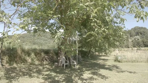 Empty hand-made swing in Tuscany (Italy) Video stock 156591584