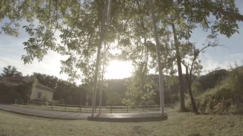Empty hand-made swing in Tuscany (Italy) Video stock 156591703