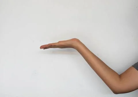 Empty hand point to  left side,sign of body language Stock-Fotos