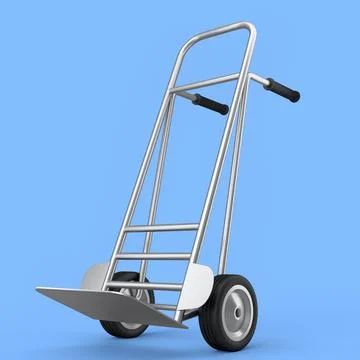 Empty hand truck or dolly for delivery and carrying isolated on blue background Illustrazione stock