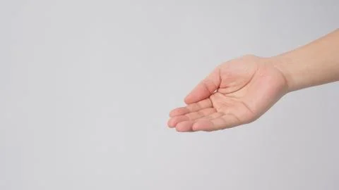 Empty hand washing or beg on white background. Stock Photos