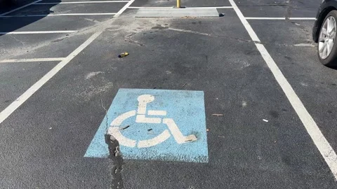 Empty Handicap Parking Space in Public Parking Lot Stock-Footage 339098242