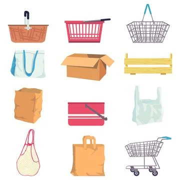 Empty handle bag, vector illustration. Retail sale object in shop design Stock Illustration