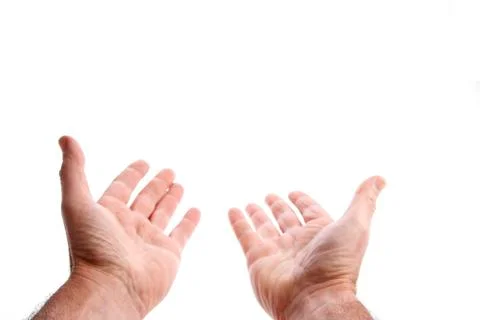 Empty hands reaching, on plain background Stock Photos