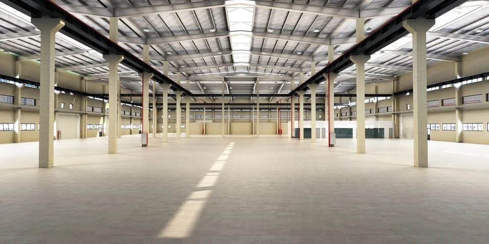 Empty Hangar delivery warehouse 3d render image Stock Illustration