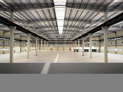 Empty Hangar delivery warehouse 3d render image Stock Illustration