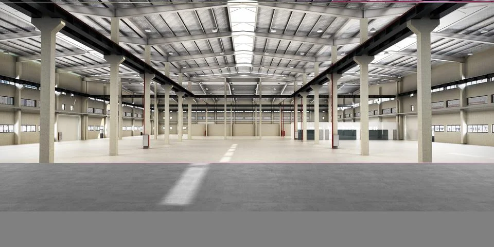 Empty Hangar delivery warehouse 3d render image Stock Illustration