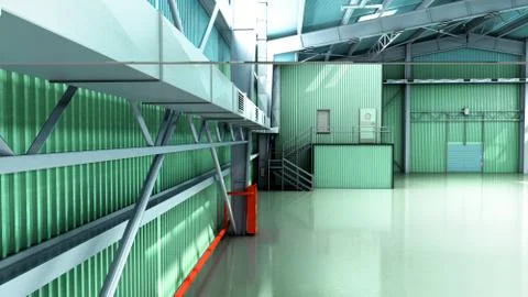 Empty Hangar delivery warehouse 3d render illustration Stock Illustration