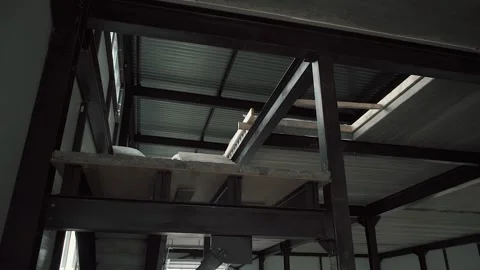 An empty hangar under construction Stock Footage 134490823