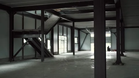 An empty hangar under construction Stock Footage 134490981