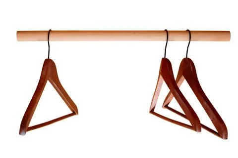Empty hangers on rail Stock Photos