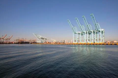 Empty harbor afternoon light Stock Photos