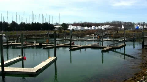Empty harbor marina cape cod canal Stock Footage 10882173