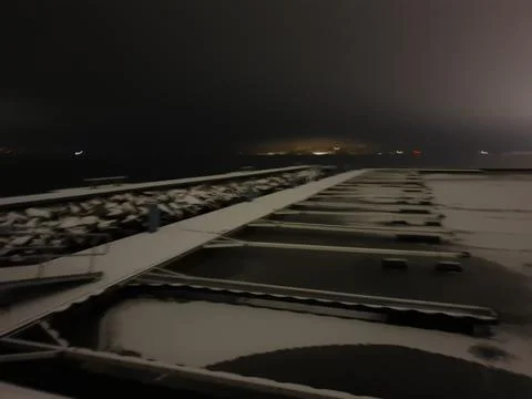 Empty harbor at night - Lysaker Stock Photos